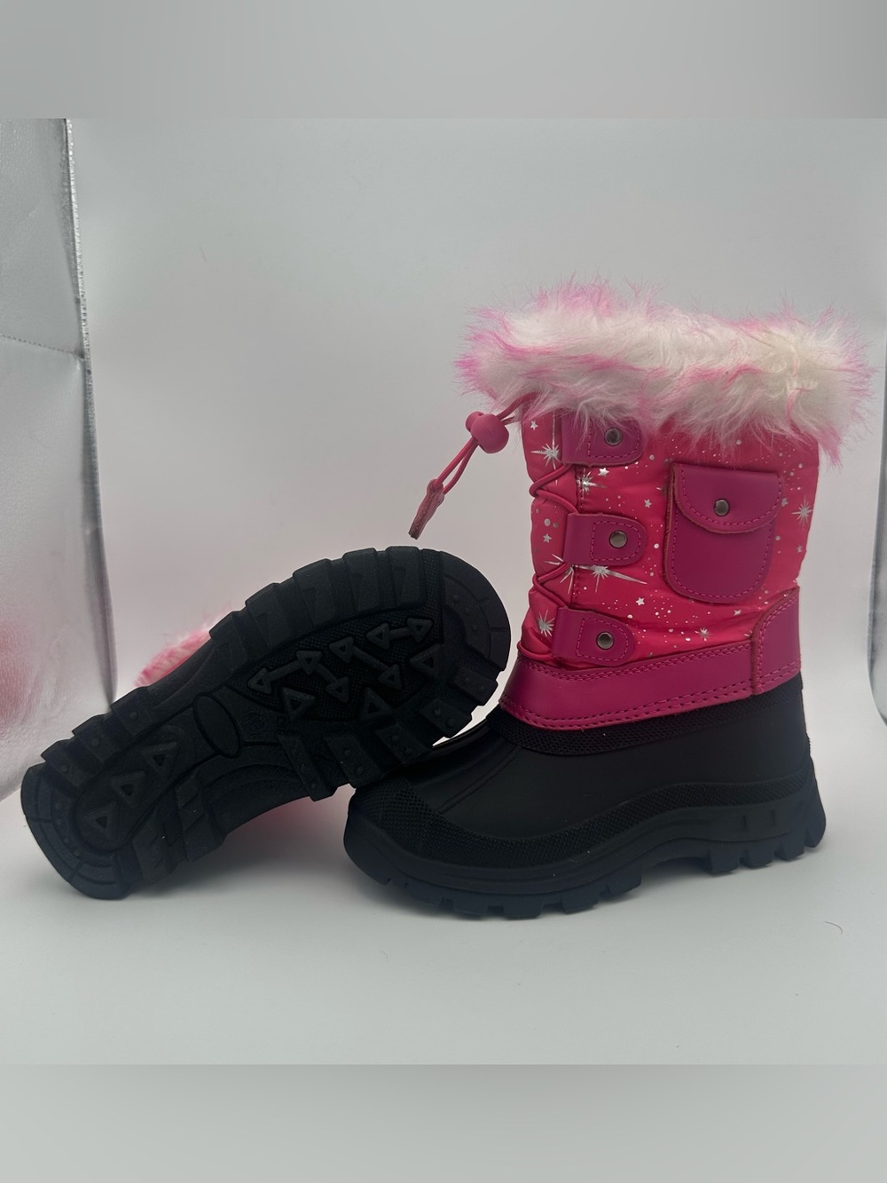 Dream Pairs Pink/Black/White Winter Waterproof Snow Boots w/ Fur Size 10